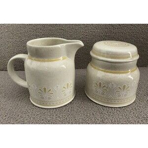 VTG Royal Doulton Lambethware 1977 Sunny Day Stoneware Cream & Sugar Bowl